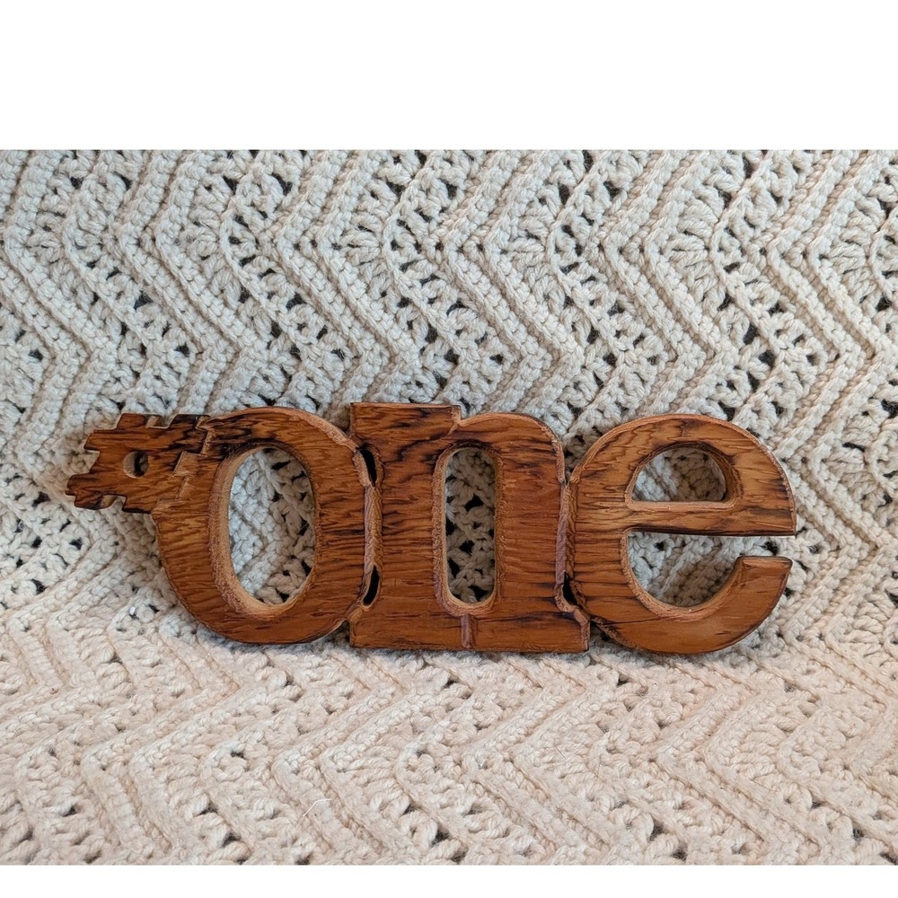 Rustic Hand Carved Wooden #one Sign Wall Decor First Birthday Photo Prop
